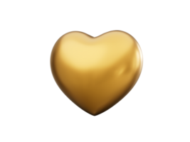 Gold heart . Happy Valentine's day greeting card template. 3d illustration. png