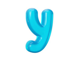 Letter y made of Aqua blue jelly liquid. 3d alphabet small letters 3d illustration png