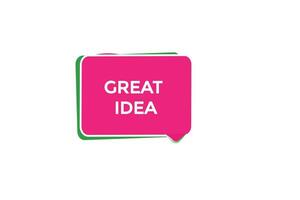 new great idea website, click button, level, sign, speech, bubble  banner, vector