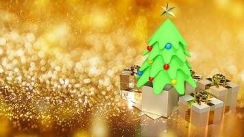 el Navidad árbol y regalo caja para celebrar o fiesta concepto 3d representación foto