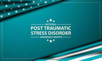 National Post Traumatic Stress Disorder PTSD Awareness Month Background Vector Illustration