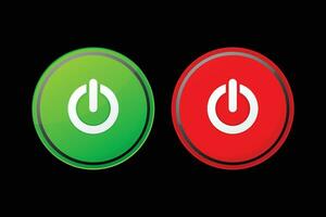 vector poder en apagado rojo y verde botón icono diseño