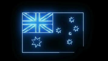 animación de el australiano bandera icono con un brillante neón efecto video