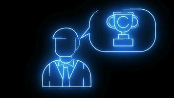 animated man sketch and trophy sketch with glowing neon effect video