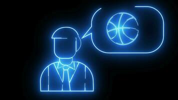 geanimeerd Mannen schetsen en basketbal schetsen met gloeiend neon Effecten video