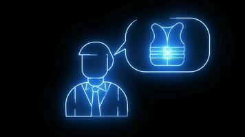 animated sketch of a man and a sketch of a life jacket with a glowing neon saber effect video