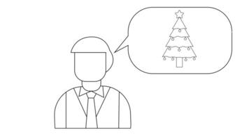 Animé esquisser de une homme et une Noël arbre video