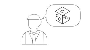 animated sketch of a man and a dice cube video
