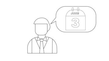animated sketch of a man and a calendar video