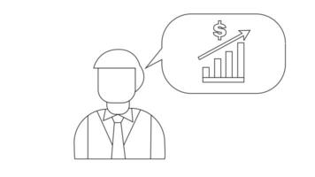 animated sketch of a man and a graph of the dollar rising video