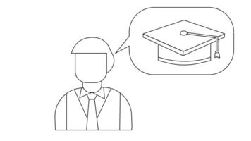 animated sketch of a man with a graduation cap sketch video