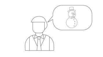 animated sketch of a man with a snowman sketch video