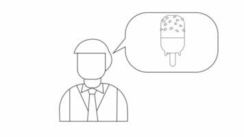 animated sketch of a man and ice cream video