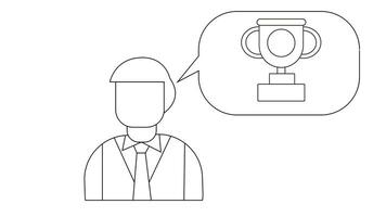 animated sketch of a man and a trophy video