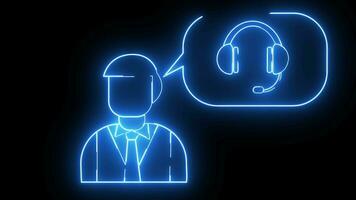 animated sketch of a man and a sketch of a headset with a glowing neon effect video