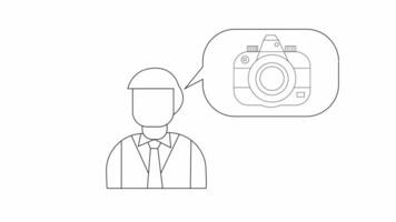 animated sketch of a man and a camera video