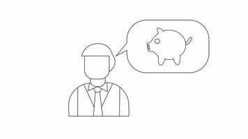 animated sketch of a man and a piggy bank video