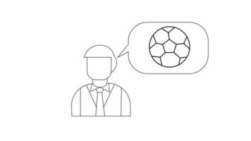 animiert skizzieren von ein Mann mit ein Fußball Ball skizzieren video