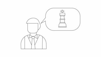 animiert skizzieren von ein Mann und ein König Schach Stück video