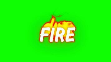 Fire Cartoon Text Animation in Green Background. video