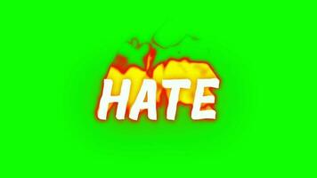 Hate Fire Text Animation in Green Screen. Green Screen Animation Free Video. video