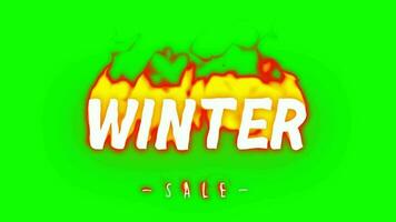 Wnter Sale Fire Text Animation in Green Screen. Fire Text Animation in Green Background. video