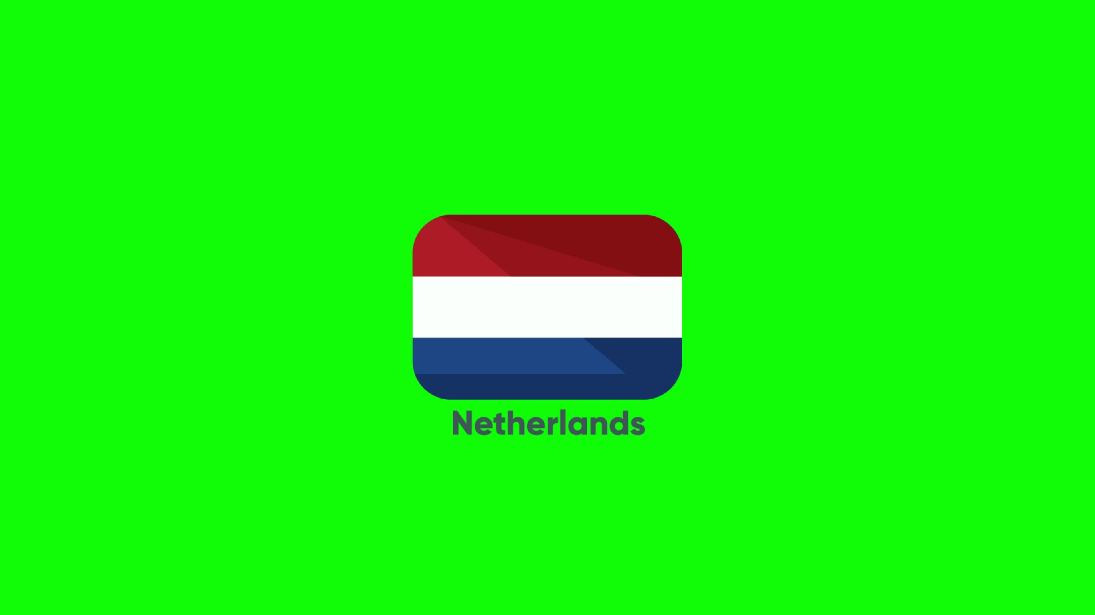 Netherlands Flag in Green Screen. Flags of the Netherlands with Green