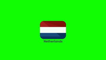 Netherlands Flag in Green Screen.  Flags of the Netherlands with Green Screen Chroma Key High Quality 4K UHD 60FPS video