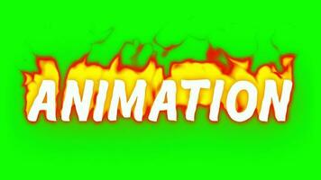 Animation Text in Fire. Fire Text Animation in Green Screen. Cartoon Text Animation. video