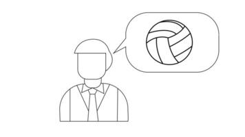 animated sketch of a man with a volleyball sketch video