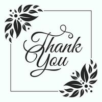 Thank You vector letter design in frame florist pattern