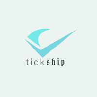 simple tick ship logo with flat colors. vector