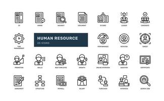 human resource worker employee corporate office detailed outline line icon set vector