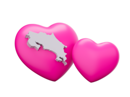 3d Shiny Pink Hearts With 3d White Map Of Costa Rica , 3d illustration png