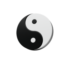 3d zwart en wit yin en yang symbool van harmonie en balans , 3d illustratie png