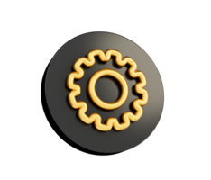 Setting icon Gold Gear or Cog golden and black 3d illustration png