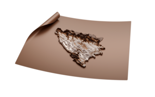 kaart van Bosnië en herzegovina oud stijl bruin Aan uitgerold kaart papier vel, 3d illustratie png