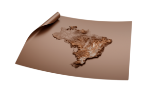 Map Of Brazil Old Style Brown On Unrolled Map Paper Sheet , 3d illustration png