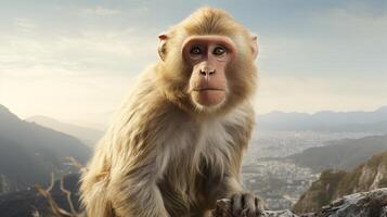 AI generated Baboon natura animal wallpaper background photo