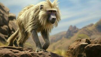 AI generated Baboon natura animal wallpaper background photo