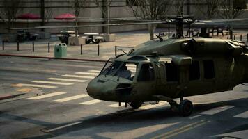 black war chopper in the city video