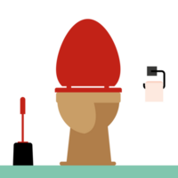 Toilet bowl, toilet paper and brush for toilet bowl. png