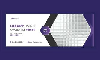 Real estate social media cover photo banner design template. vector