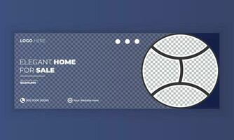 Real estate social media cover photo banner design template. vector