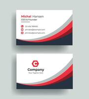 vector abstract Double-sided creative Professional modern simple unique blue red and black business card minimal template