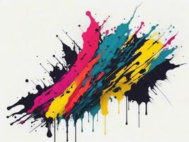 AI generated Abstract colorful splatter, paint, brush strokes watercolor, stain grunge isolated on clear background, colored spray, With different colors photo