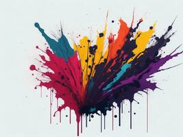 AI generated Abstract colorful splatter, paint, brush strokes watercolor, stain grunge isolated on clear background, colored spray, With different colors photo