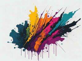 AI generated Abstract colorful splatter, paint, brush strokes watercolor, stain grunge isolated on clear background, colored spray, With different colors photo