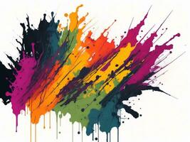 AI generated Abstract colorful splatter, paint, brush strokes watercolor, stain grunge isolated on clear background, colored spray, with different colors photo