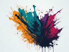 AI generated Abstract colorful splatter, paint, brush strokes watercolor, stain grunge isolated on clear background, colored spray, with different colors photo